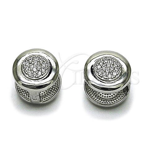 Rhodium Gold Filled Huggie Hoop, with White Micro Pave, Polished, Rhodium Finish, 02.213.0633.1.14