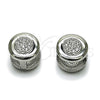 Rhodium Gold Filled Huggie Hoop, with White Micro Pave, Polished, Rhodium Finish, 02.213.0633.1.14