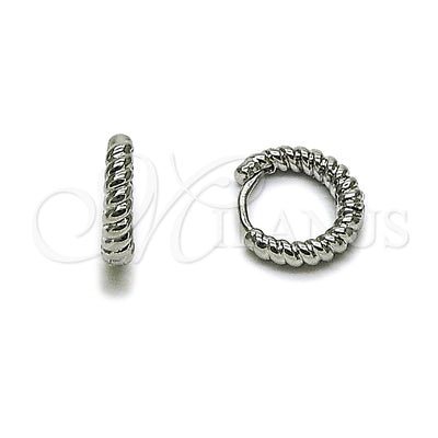 Oro Laminado Blanco aretes de aro — Huggie Hoop Twist diseño pulido 02. por Mayoreo, vista principal del producto