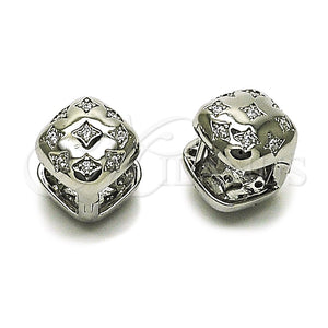 White Gold Filled Hoop Earrings — Huggie Hoop with White Cubic Zirconia Polished 02. — main product view — SKU 164554 | Oro Laminado Blanco aretes de aro — Huggie Hoop with blanco Cubic Zirconia pulido 02. — SKU 164554