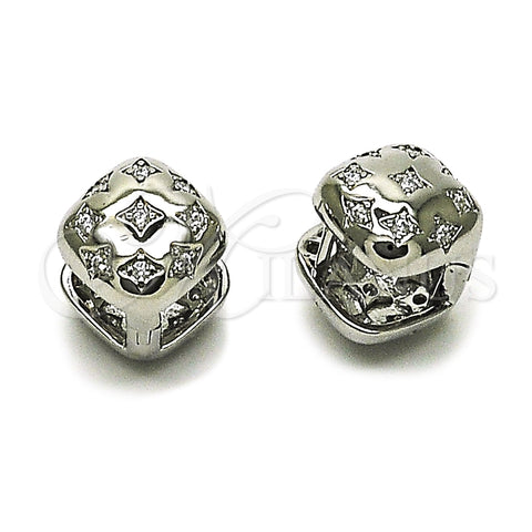 Rhodium Gold Filled Huggie Hoop, with White Cubic Zirconia, Polished, Rhodium Finish, 02.213.0926.16