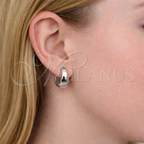White Gold Filled Hoop Earrings — Huggie Hoop Polished 02. — alternate product view — SKU 164555 | Oro Laminado Blanco aretes de aro — Huggie Hoop pulido 02. — SKU 164555