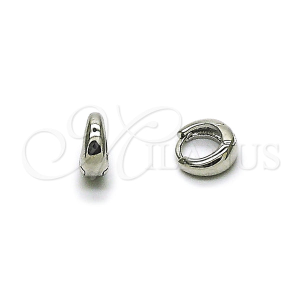 White Gold Filled Hoop Earrings — Huggie Hoop Polished 02. — main product view — SKU 164555 | Oro Laminado Blanco aretes de aro — Huggie Hoop pulido 02. — SKU 164555