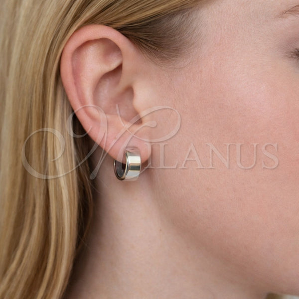 White Gold Filled Hoop Earrings — Huggie Hoop Polished 02. — alternate product view — SKU 164558 | Oro Laminado Blanco aretes de aro — Huggie Hoop pulido 02. — SKU 164558