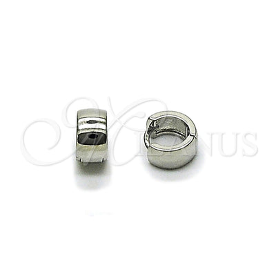 Oro Laminado Blanco aretes de aro — Huggie Hoop pulido 02. por Mayoreo, vista principal del producto