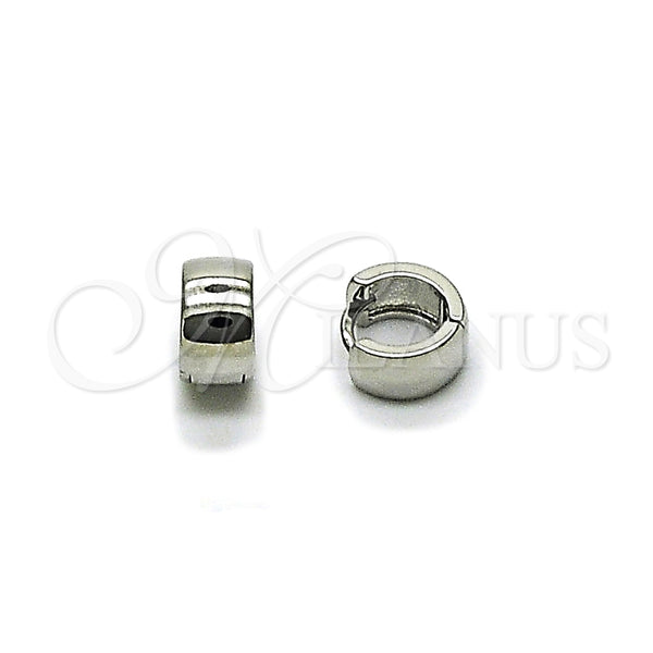 White Gold Filled Hoop Earrings — Huggie Hoop Polished 02. — main product view — SKU 164558 | Oro Laminado Blanco aretes de aro — Huggie Hoop pulido 02. — SKU 164558
