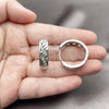 Rhodium Gold Filled Huggie Hoop, Leaf Design, Polished, Rhodium Finish, 02.213.0928.25