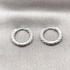Rhodium Gold Filled Huggie Hoop, Twist and Rope Design, Diamond Cutting Finish, Rhodium Finish, 02.213.0929.18