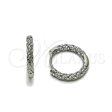 Rhodium Gold Filled Huggie Hoop, Twist and Rope Design, Diamond Cutting Finish, Rhodium Finish, 02.213.0929.18