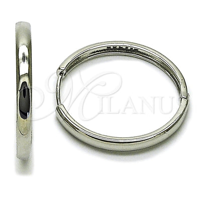 Oro Laminado Blanco aretes de aro — Huggie Hoop pulido 02. por Mayoreo, vista principal del producto