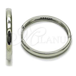 White Gold Filled Hoop Earrings — Huggie Hoop Polished 02. — main product view — SKU 164565 | Oro Laminado Blanco aretes de aro — Huggie Hoop pulido 02. — SKU 164565
