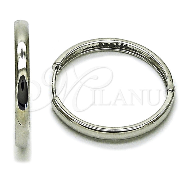 White Gold Filled Hoop Earrings — Huggie Hoop Polished 02. — main product view — SKU 164565 | Oro Laminado Blanco aretes de aro — Huggie Hoop pulido 02. — SKU 164565