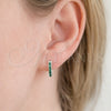 Rhodium Gold Filled Huggie Hoop, with Green Cubic Zirconia, Polished, Rhodium Finish, 02.213.0796.1.14