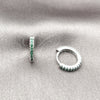 Rhodium Gold Filled Huggie Hoop, with Green Cubic Zirconia, Polished, Rhodium Finish, 02.213.0796.1.14