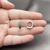 Rhodium Gold Filled Huggie Hoop, with Green Cubic Zirconia, Polished, Rhodium Finish, 02.213.0934.14