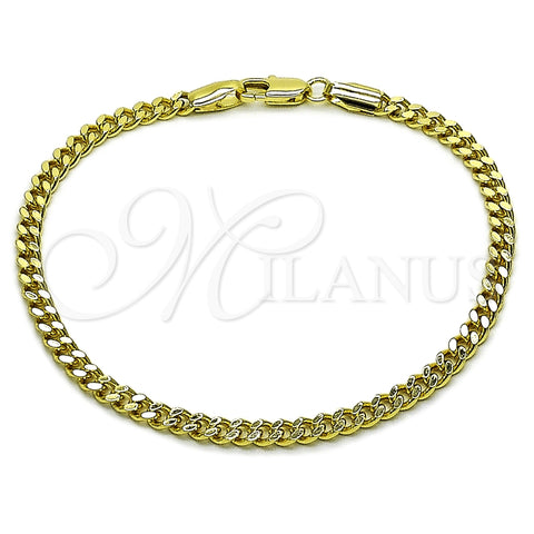 Oro Laminado Fancy Bracelet, Gold Filled Style Miami Cuban Design, Polished, Golden Finish, 03.213.0438.07 (Thickness, 8 Inches Length)