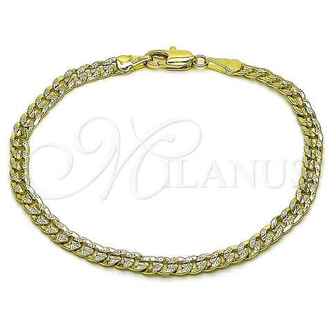 Oro Laminado Basic Bracelet, Gold Filled Style Concave Cuban Design, Polished, Golden Finish, 04.213.0365.07 (04 MM Thickness, 8 Inches Length)