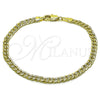 Oro Laminado Basic Bracelet, Gold Filled Style Concave Cuban Design, Polished, Golden Finish, 04.213.0365.07 (04 MM Thickness, 8 Inches Length)
