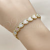 Oro Laminado Tennis Bracelet, Gold Filled Style Heart Design, Diamond Cutting Finish, Tricolor, 03.213.0439.07 (08 MM Thickness, 7 Inches Length)