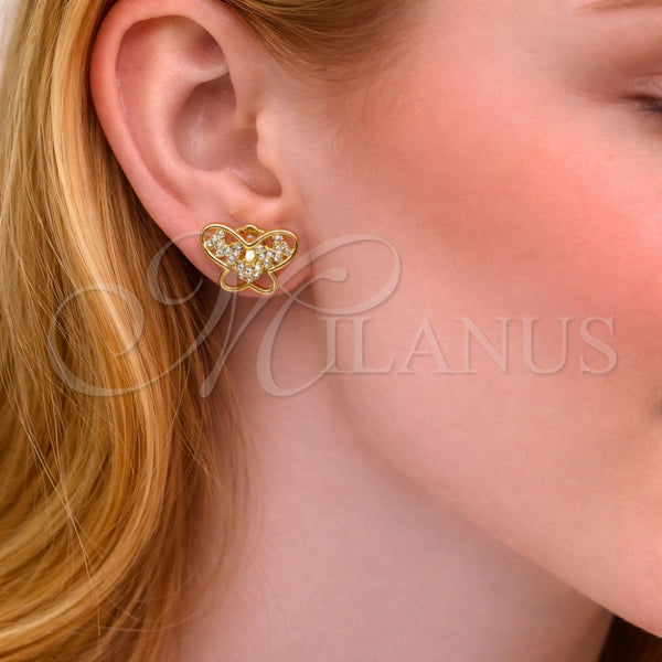 Gold Filled Ring — Stud Earring Butterfly and Mom Design with White — alternate product view — SKU 164575 | Oro Laminado anillo — Stud Earring Butterfly and Mom diseño with blanco — SKU 164575
