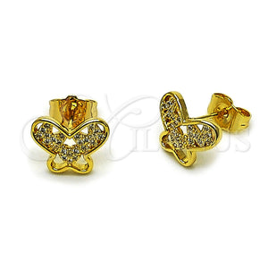 Gold Filled Ring — Stud Earring Butterfly and Mom Design with White — main product view — SKU 164575 | Oro Laminado anillo — Stud Earring Butterfly and Mom diseño with blanco — SKU 164575