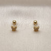 Oro Laminado Stud Earring, Gold Filled Style Butterfly Design, with White Cubic Zirconia, Polished, Golden Finish, 02.456.0005
