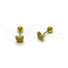 Oro Laminado Stud Earring, Gold Filled Style Butterfly Design, with White Cubic Zirconia, Polished, Golden Finish, 02.456.0005