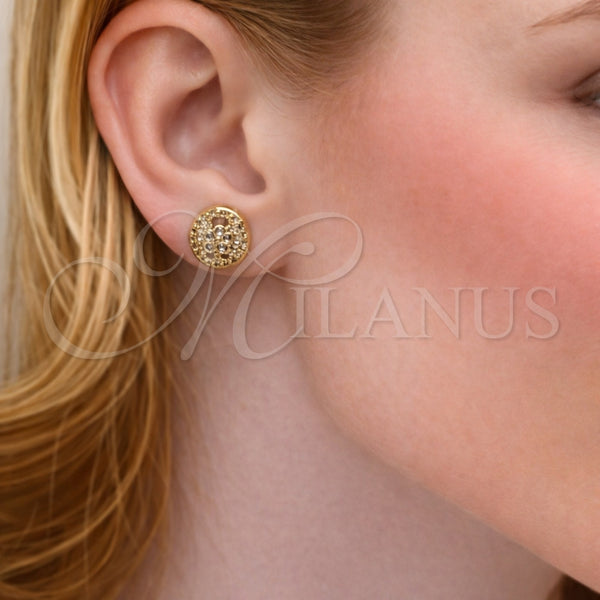 Gold Filled Ring — Stud Earring Puff Mariner Design with White Micro — alternate product view — SKU 164580 | Oro Laminado anillo — Stud Earring Puff Mariner diseño with blanco Micro — SKU 164580