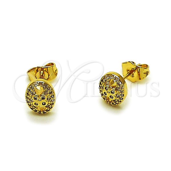 Gold Filled Ring — Stud Earring Puff Mariner Design with White Micro — main product view — SKU 164580 | Oro Laminado anillo — Stud Earring Puff Mariner diseño with blanco Micro — SKU 164580