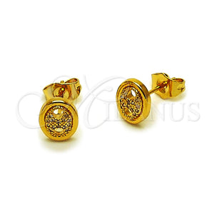 Gold Filled Ring — Stud Earring Puff Mariner Design with White Micro — main product view — SKU 164583 | Oro Laminado anillo — Stud Earring Puff Mariner diseño with blanco Micro — SKU 164583