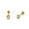 Oro Laminado Stud Earring, Gold Filled Style Ball Design, with Ivory Pearl, Polished, Golden Finish, 02.456.0013