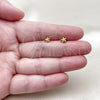 Oro Laminado Stud Earring, Gold Filled Style Flower Design, with Ivory Pearl, Polished, Golden Finish, 02.456.0014