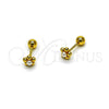 Oro Laminado Stud Earring, Gold Filled Style Flower Design, with Ivory Pearl, Polished, Golden Finish, 02.456.0014