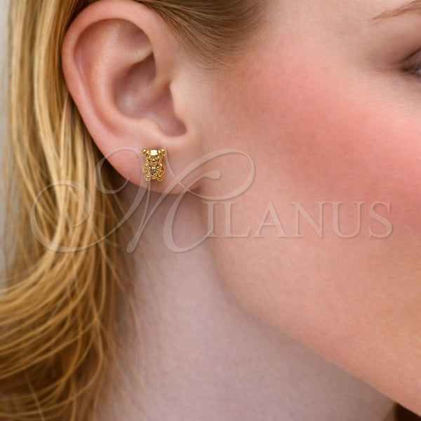 Gold Filled Ring — Stud Earring Teddy Bear Design with White Cubic — alternate product view — SKU 164588 | Oro Laminado anillo — Stud Earring Teddy Bear diseño with blanco Cubic — SKU 164588