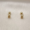 Oro Laminado Stud Earring, Gold Filled Style Teddy Bear Design, with White Cubic Zirconia, Polished, Golden Finish, 02.456.0015