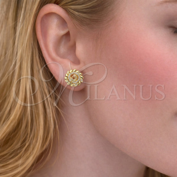 Gold Filled Ring — Stud Earring Peacock Design with White and Ruby — alternate product view — SKU 164593 | Oro Laminado anillo — Stud Earring Peacock diseño with blanco and Ruby — SKU 164593