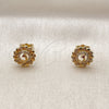 Oro Laminado Stud Earring, Gold Filled Style Peacock Design, with White and Ruby Micro Pave, Polished, Golden Finish, 02.456.0020