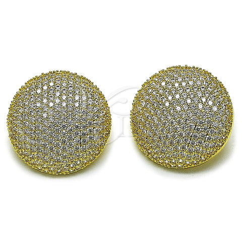 Oro Laminado Stud Earring, Gold Filled Style with White Cubic Zirconia, Polished, Golden Finish, 02.457.0001