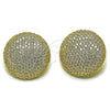 Oro Laminado Stud Earring, Gold Filled Style with White Cubic Zirconia, Polished, Golden Finish, 02.457.0001