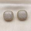 Oro Laminado Stud Earring, Gold Filled Style with White Cubic Zirconia, Polished, Golden Finish, 02.457.0002