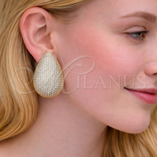 Gold Filled Ring — Stud Earring Teardrop Design with White Cubic Zirconia — alternate product view — SKU 164596 | Oro Laminado anillo — Stud Earring Teardrop diseño with blanco Cubic Zirconia — SKU 164596