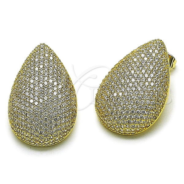 Gold Filled Ring — Stud Earring Teardrop Design with White Cubic Zirconia — main product view — SKU 164596 | Oro Laminado anillo — Stud Earring Teardrop diseño with blanco Cubic Zirconia — SKU 164596