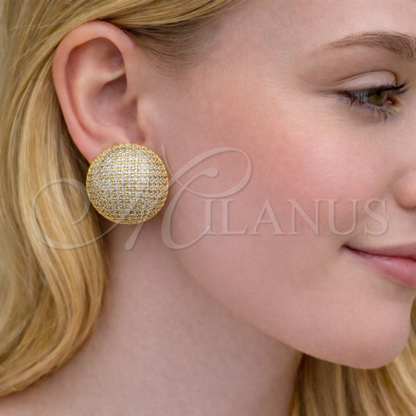 Gold Filled Ring — Stud Earring Ball Design with White Cubic Zirconia — alternate product view — SKU 164597 | Oro Laminado anillo — Stud Earring Ball diseño with blanco Cubic Zirconia — SKU 164597