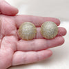 Oro Laminado Stud Earring, Gold Filled Style Ball Design, with White Cubic Zirconia, Polished, Golden Finish, 02.457.0004