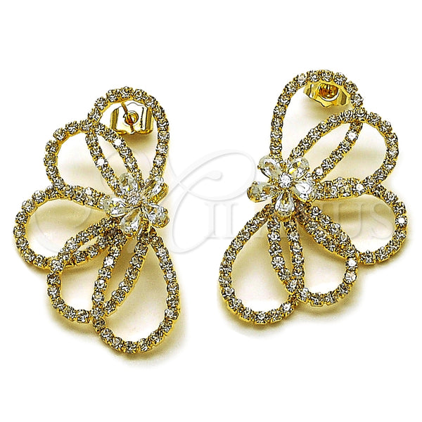 Gold Filled Ring — Stud Earring Flower and Teardrop Design with White — main product view — SKU 164598 | Oro Laminado anillo — Stud Earring flor and Teardrop diseño with blanco — SKU 164598