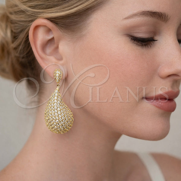 Gold Filled Ring — Stud Earring Teardrop Design with White Cubic Zirconia — alternate product view — SKU 164599 | Oro Laminado anillo — Stud Earring Teardrop diseño with blanco Cubic Zirconia — SKU 164599