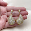 Oro Laminado Stud Earring, Gold Filled Style Teardrop Design, with White Cubic Zirconia, Polished, Golden Finish, 02.457.0006