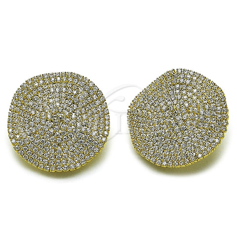 Oro Laminado Stud Earring, Gold Filled Style with White Cubic Zirconia, Polished, Golden Finish, 02.457.0007