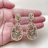 Oro Laminado Stud Earring, Gold Filled Style Teardrop Design, with Multicolor and White Cubic Zirconia, Polished, Golden Finish, 02.457.0008