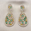 Oro Laminado Stud Earring, Gold Filled Style Teardrop Design, with Multicolor and White Cubic Zirconia, Polished, Golden Finish, 02.457.0008